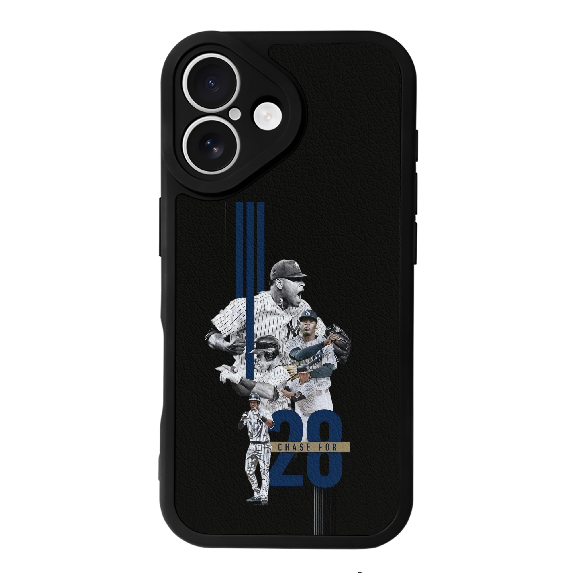 New York Yankees Chase For 28 IPhone 16 Silicone Leather Case – UV Print, Lambskin Texture – Perfect Fit, Wireless Charging Compatible, Scratch Resistant, Precise Cutouts – Stylish Protection For IPhone 16